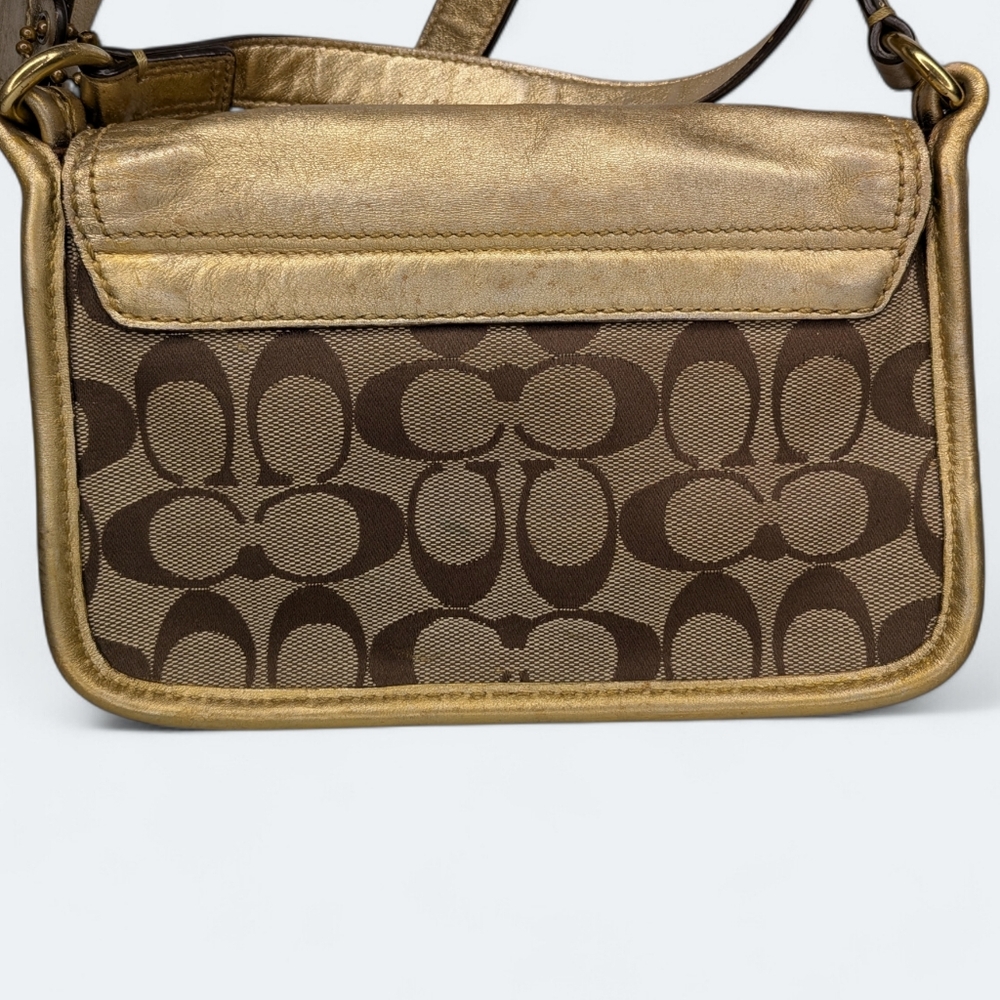 Coach Bleeker Crossbody Bag Jessie Signature Gold Tan Mini Messenger Buckle Y2K - Picture 3 of 16